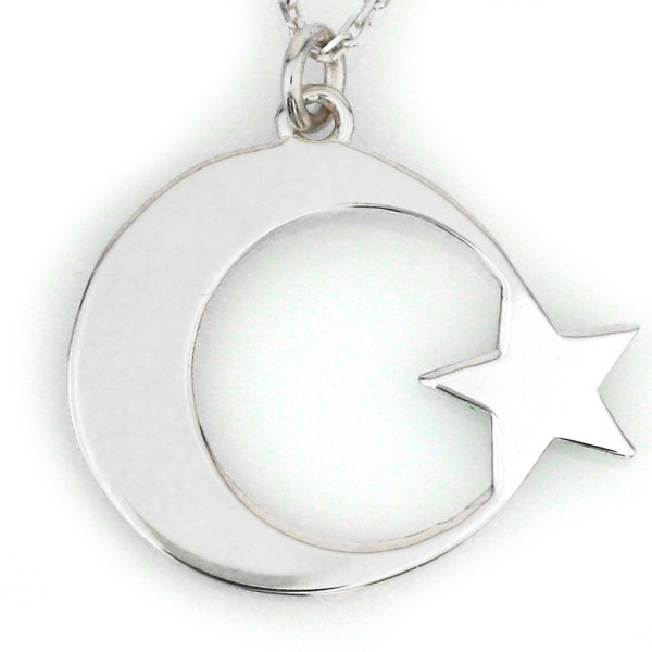 925 Ayar Ay yıldız Gümüş Kolye